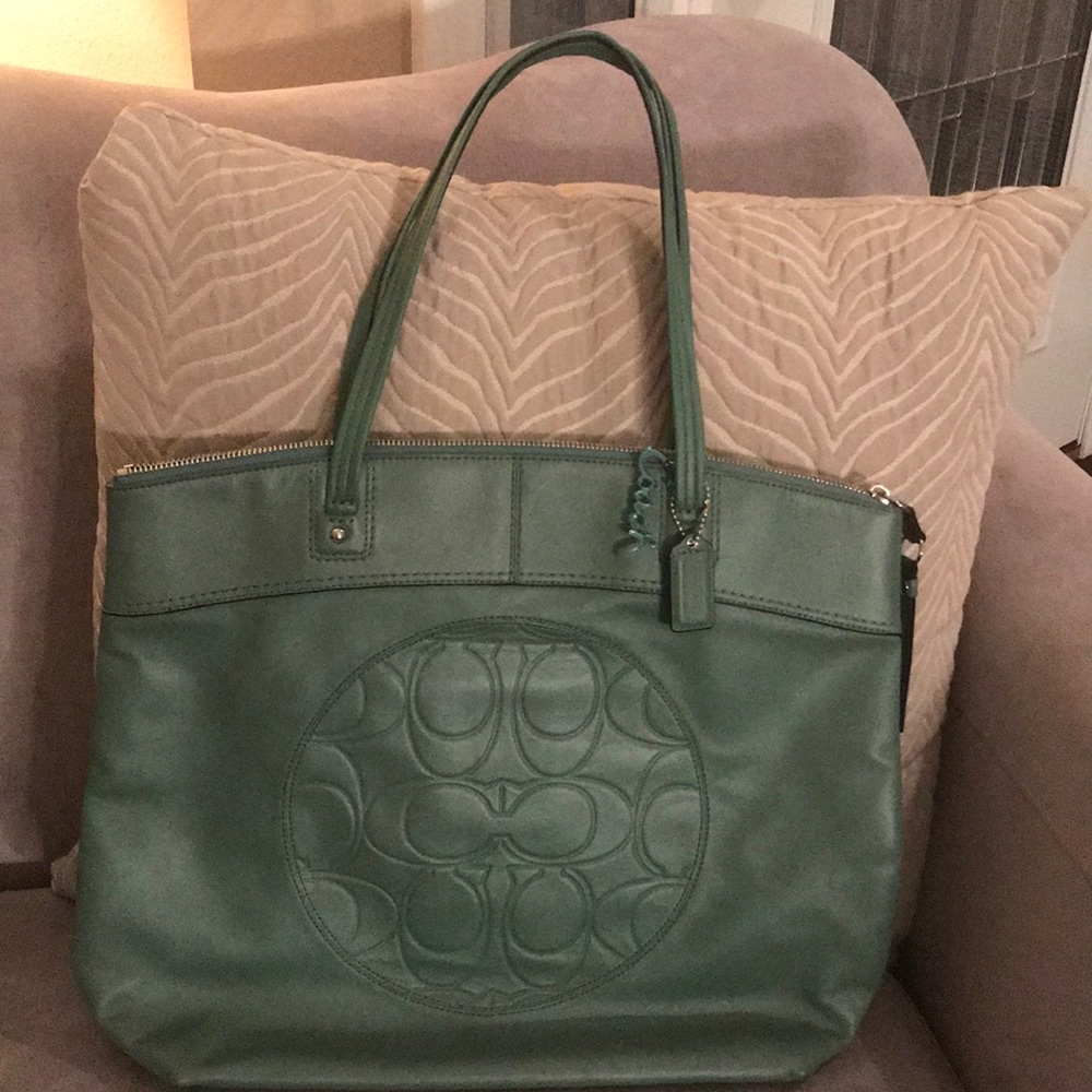 Authentic Seafoam green Coach Signature Purse